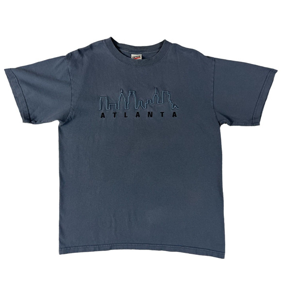 VTG Anvil Atlanta Blue‎ Crewneck Short SleeveT-Shirt Size Medium - Picture 1 of 6